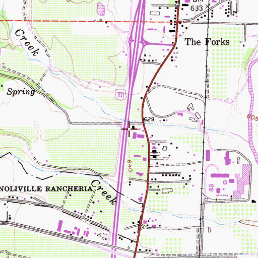 Topographic Map of Ukiah Valley Fire District Station 2, CA