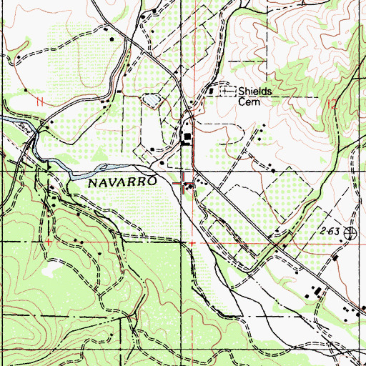 Topographic Map of Anderson Valley Volunteer Fire Station, CA
