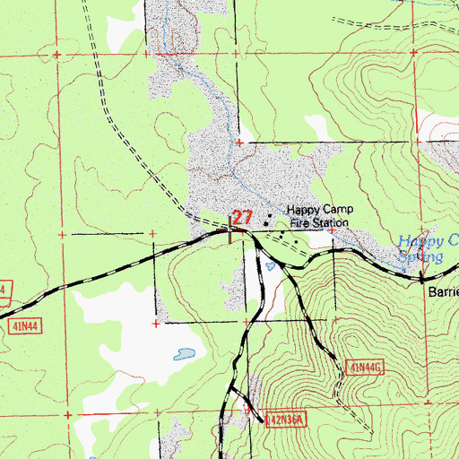 Topographic Map of Department of Forestry and Fire Protection Lassen Modoc Unit / Happy Camp Fire Station, CA