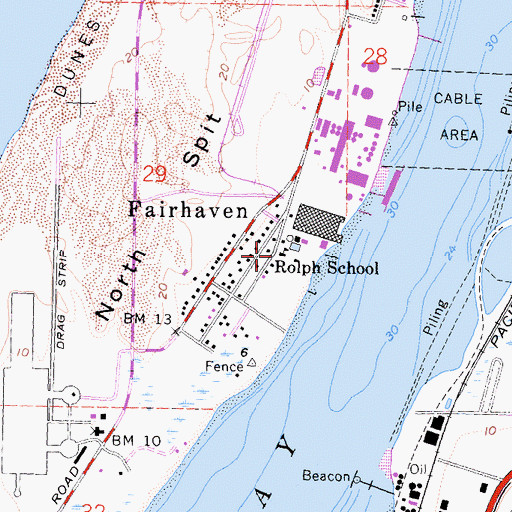 Topographic Map of Samoa Peninsula Fire District Fairhaven Station, CA