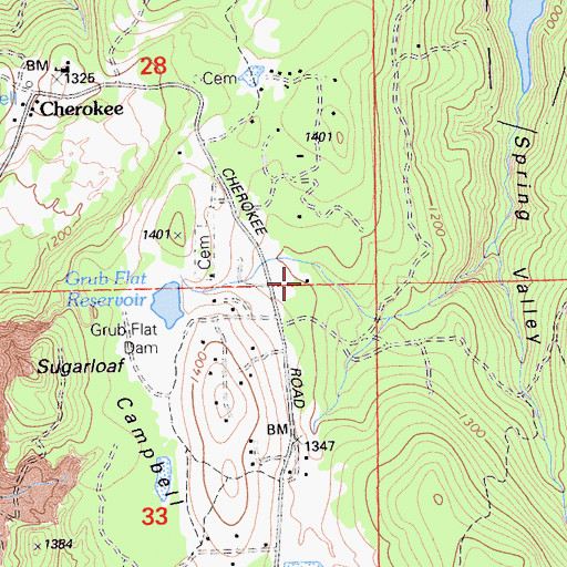 Topographic Map of Butte County Fire Department Station 67, CA