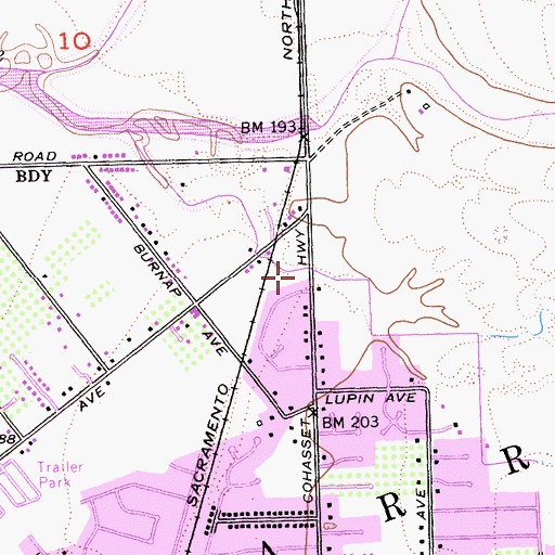 Topographic Map of Butte County Fire Department Station 42, CA