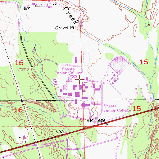 Topographic Map of Shasta College Fire Department, CA