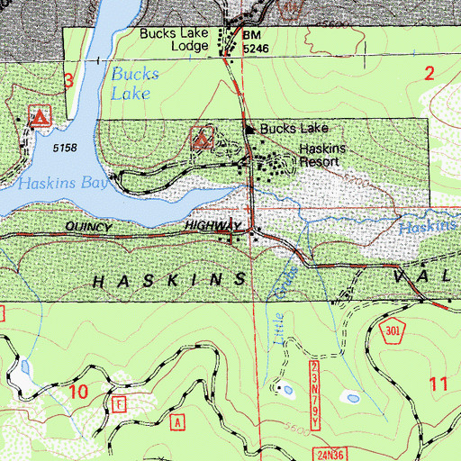 Topographic Map of Bucks Lake Fire Department, CA