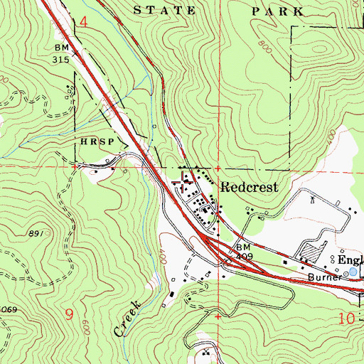 Topographic Map of Redcrest Volunteer Fire Department, CA