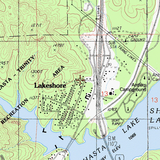 Topographic Map of Lakehead Volunteer Fire Company, CA