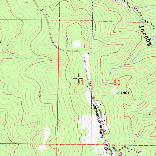 Topographic Map of Kneeland Volunteer Fire Department, CA