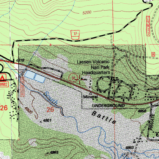 Topographic Map of Lassen Volcanic National Park Fire Management, CA