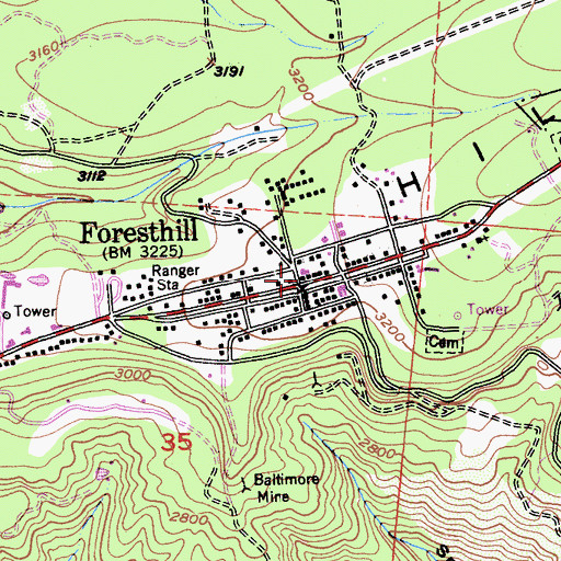 Topographic Map of Foresthill Fire Protection District Station 88, CA