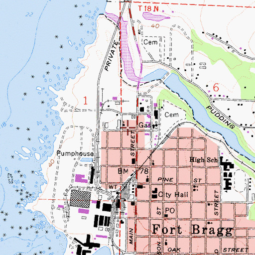 Topographic Map of California Department of Forestry and Fire Protection Fort Bragg, CA