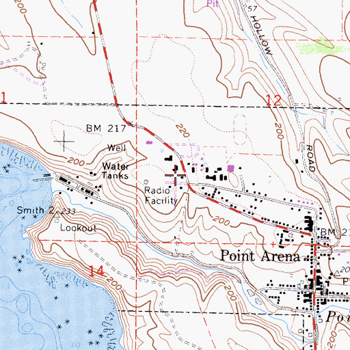 Topographic Map of California Department of Forestry and Fire Protection Point Arena, CA