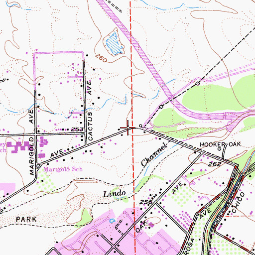 Topographic Map of Chico Fire Department Station 5, CA