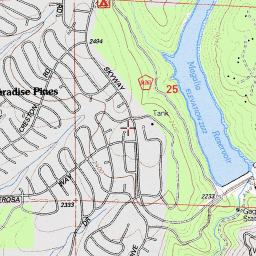Topographic Map of Butte County Fire Department Station 33, CA