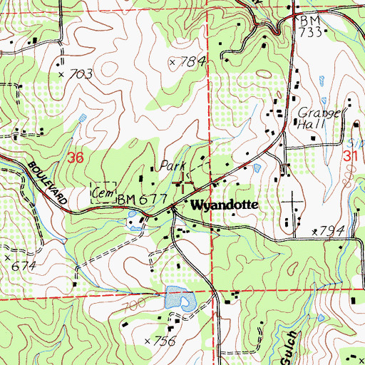 Topographic Map of Butte County Fire Department Station 66, CA