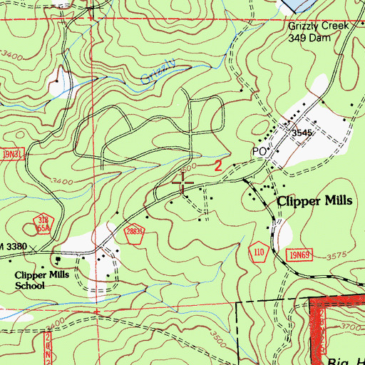Topographic Map of Butte County Fire Department Station 53, CA