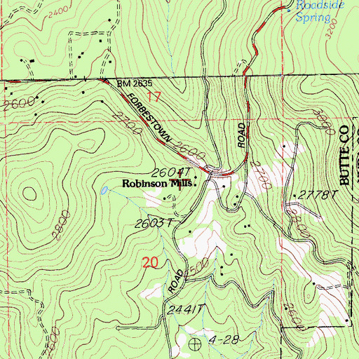 Topographic Map of California Department of Forestry and Fire Protection Station 54 Robinson Mill, CA