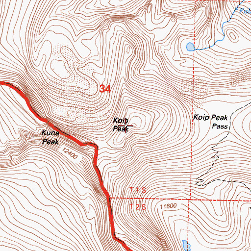 Topographic Map of Koip Crest, CA