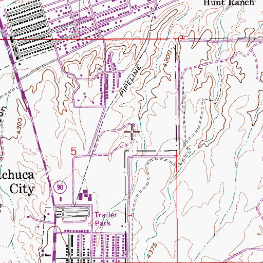 Topographic Map of Huachuca City Landfill, AZ