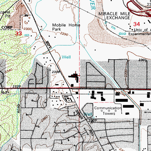 Topographic Map of Grant Road Silverbell Shopping Center, AZ