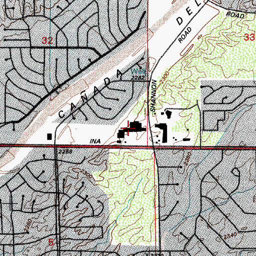 Topographic Map of Heritage Plaza Shopping Center, AZ