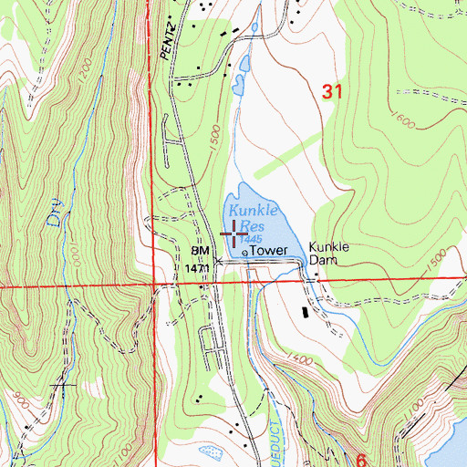 Topographic Map of Kunkle Reservoir, CA