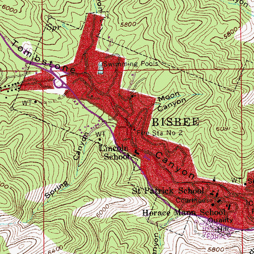 Topographic Map of Bisbee Fire Station Number 82, AZ