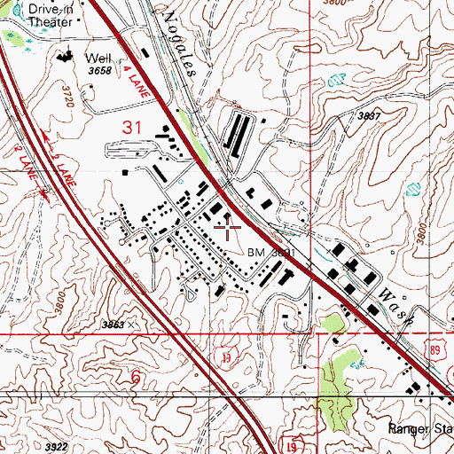 Topographic Map of Nogales Fire Department Station 2, AZ