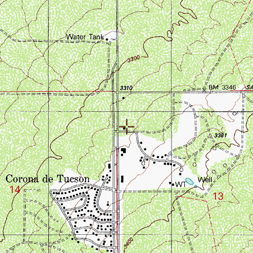 Topographic Map of Corona de Tucson Fire Department Station 181, AZ