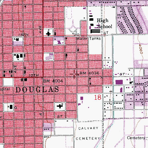 Topographic Map of Douglas Fire Department, AZ