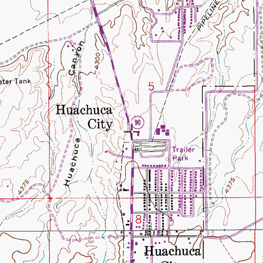 Topographic Map of Huachuca City Fire Department, AZ