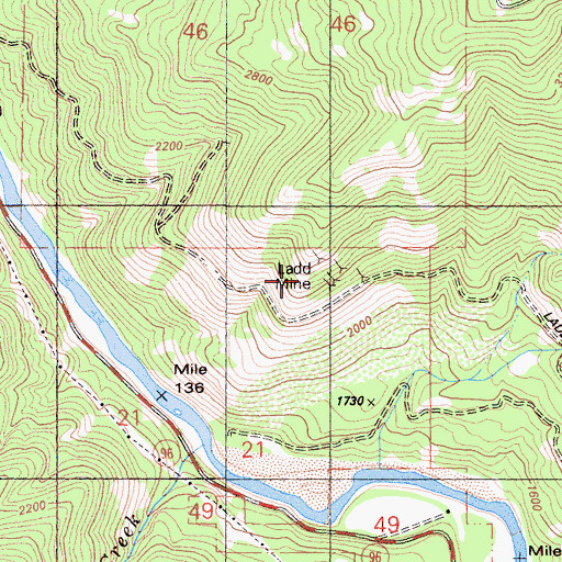 Topographic Map of Ladd Mine, CA