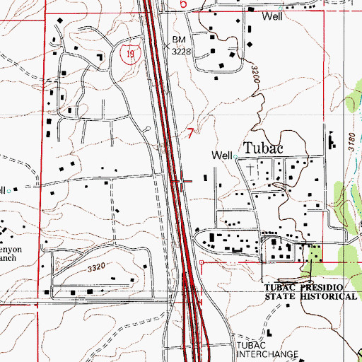 Topographic Map of Tubac Fire District Station 1, AZ