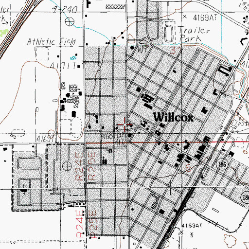 Topographic Map of Willcox Fire Department Station 1, AZ