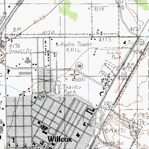 Topographic Map of Willcox Fire Department Station 2, AZ