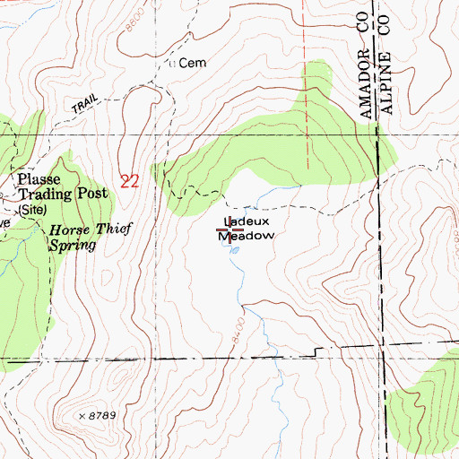 Topographic Map of Ladeux Meadow, CA