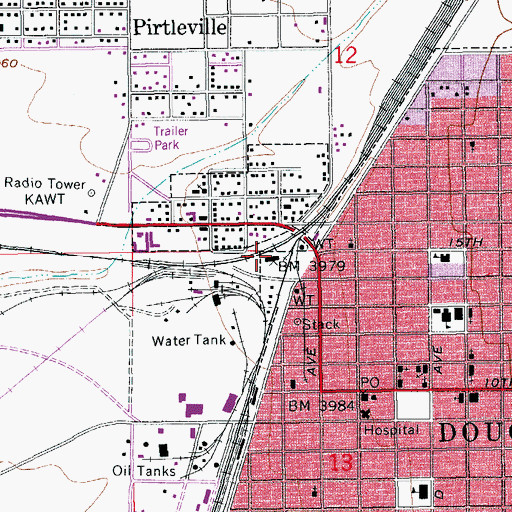 Topographic Map of Douglas Police Department, AZ