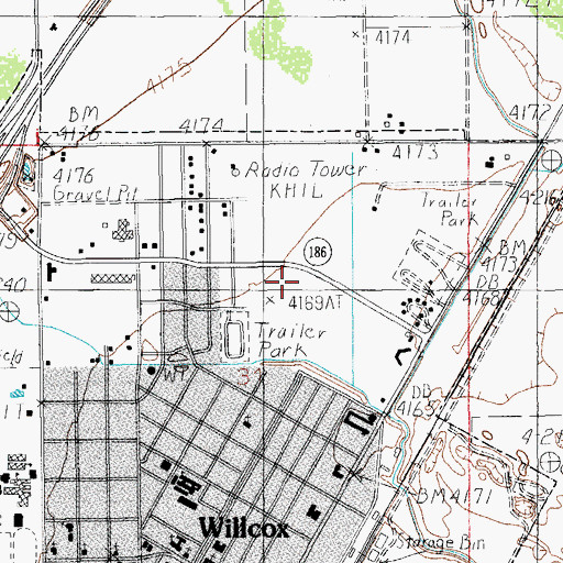 Topographic Map of Willcox Police Department, AZ