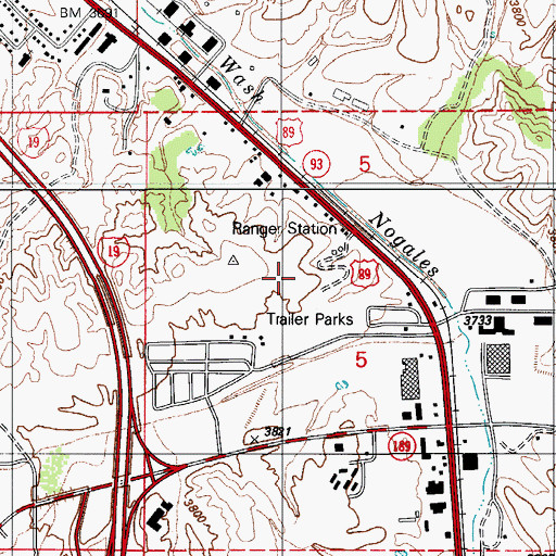 Topographic Map of Santa Cruz County Sheriff's Office, AZ