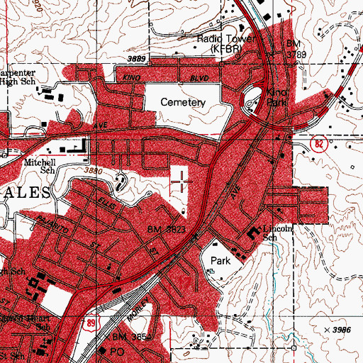 Topographic Map of Nogales Police Department, AZ