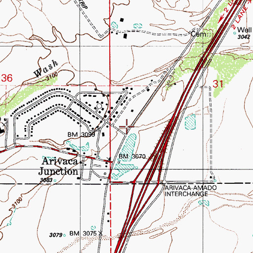 Topographic Map of Amado Post Office, AZ