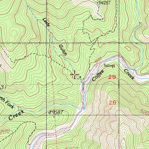 Topographic Map of Lady Gulch, CA
