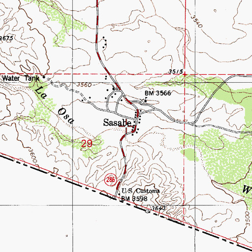 Topographic Map of Sasabe Post Office, AZ