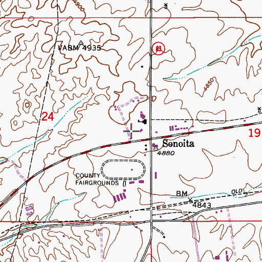 Topographic Map of Sonoita Post Office, AZ