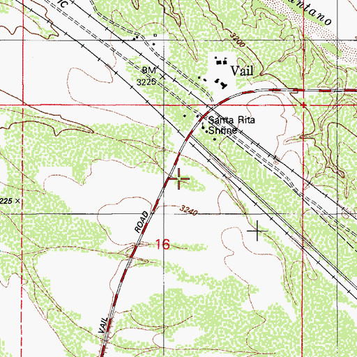 Topographic Map of Vail Post Office, AZ