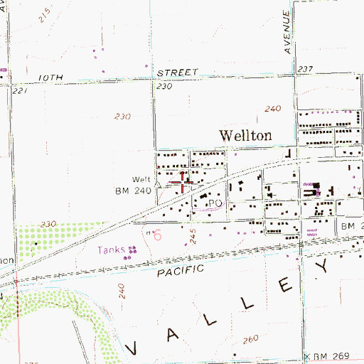 Topographic Map of Wellton Post Office, AZ