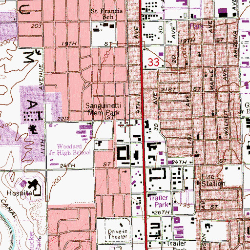 Topographic Map of Yuma Post Office, AZ