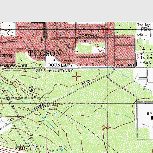 Topographic Map of Mission View Club Estates Mobile Home Park, AZ