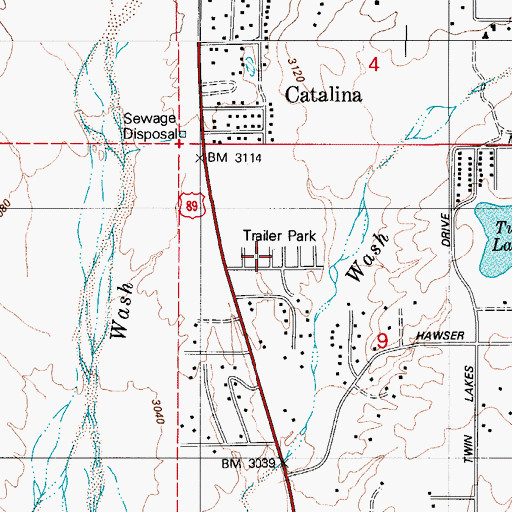 Topographic Map of Catalina Country Manufatured Home Community, AZ