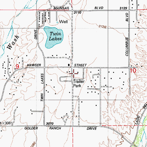 Topographic Map of Orchard Valley Mobile Home Park, AZ