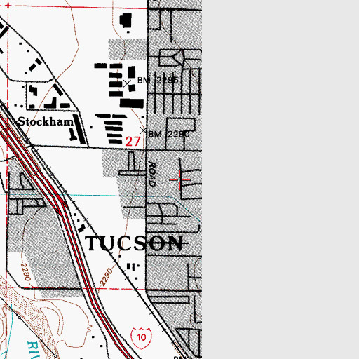 Topographic Map of Shady Lanes Mobile Home Park, AZ